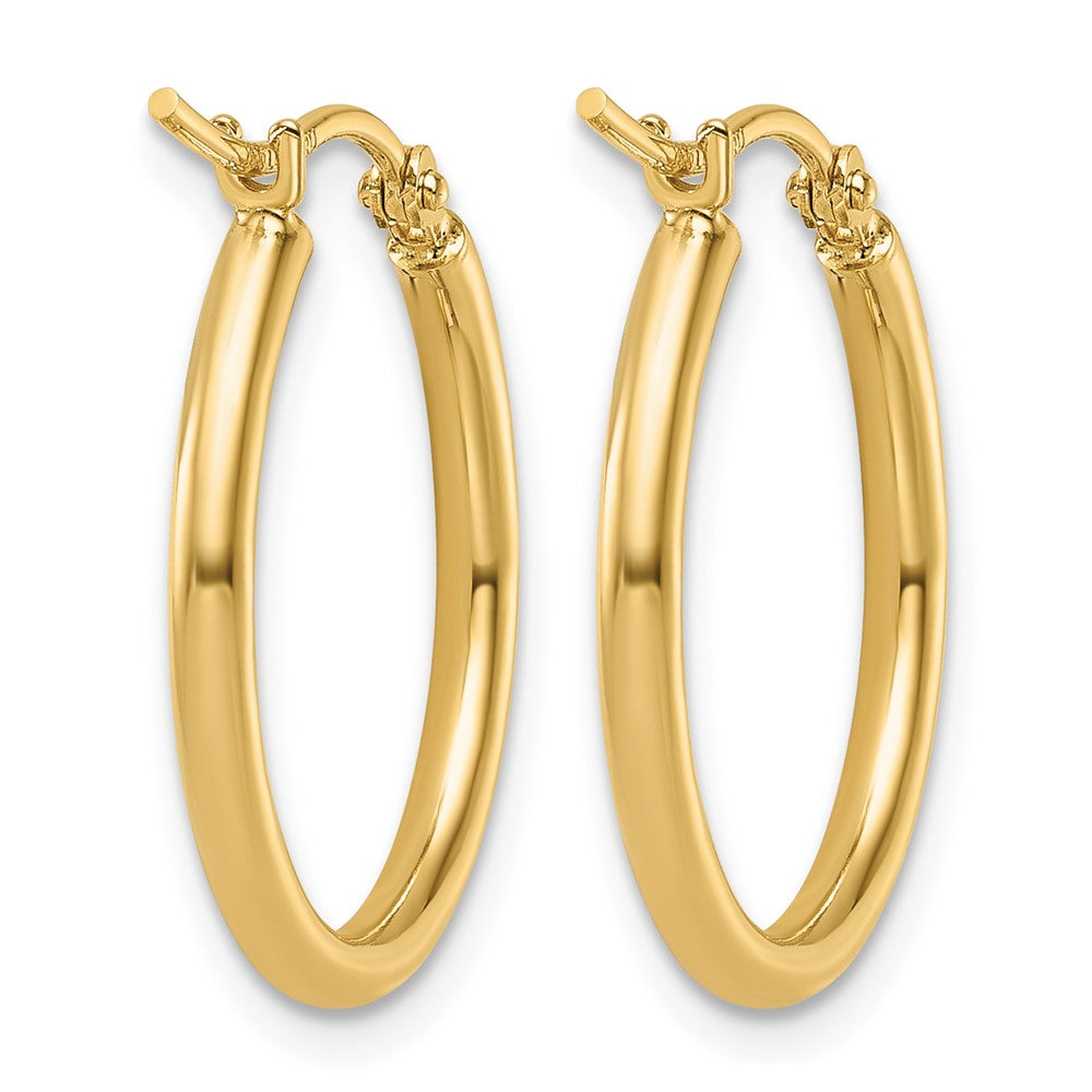 14K Yellow Gold 2x20mm Polished Hoop Earrings - Product Photo