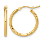 14K Yellow Gold 2x20mm Polished Hoop Earrings - Product Photo