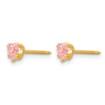 Inverness 14k 4mm Pink Heart CZ Earrings - Product Photo