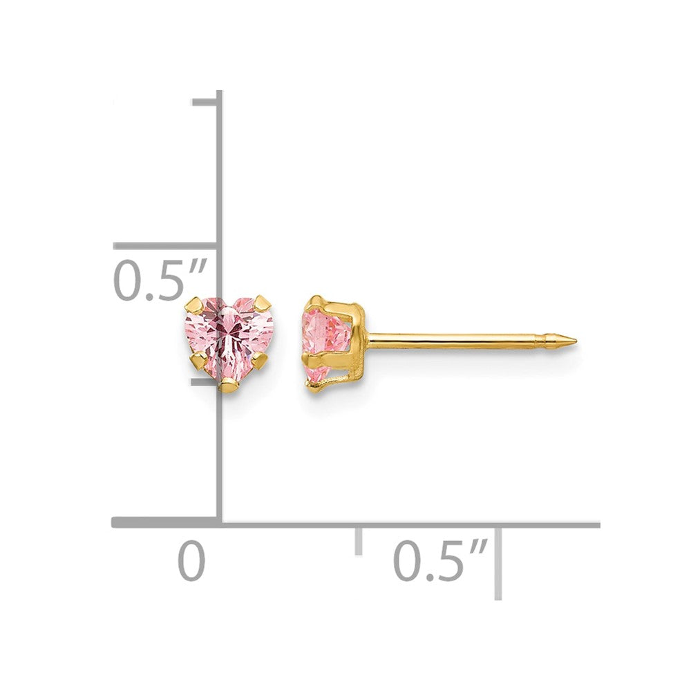 Inverness 14k 4mm Pink Heart CZ Earrings - Product Photo