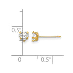 Inverness 14k 4mm Clear Heart CZ Earrings - Product Photo