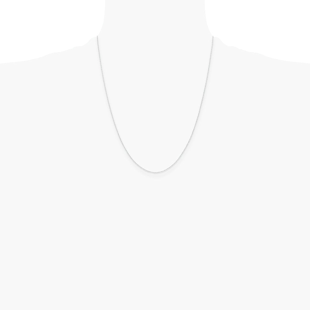 14K White Gold .4 mm Carded Cable Rope Chain Necklace 16"-24" - Product Photo