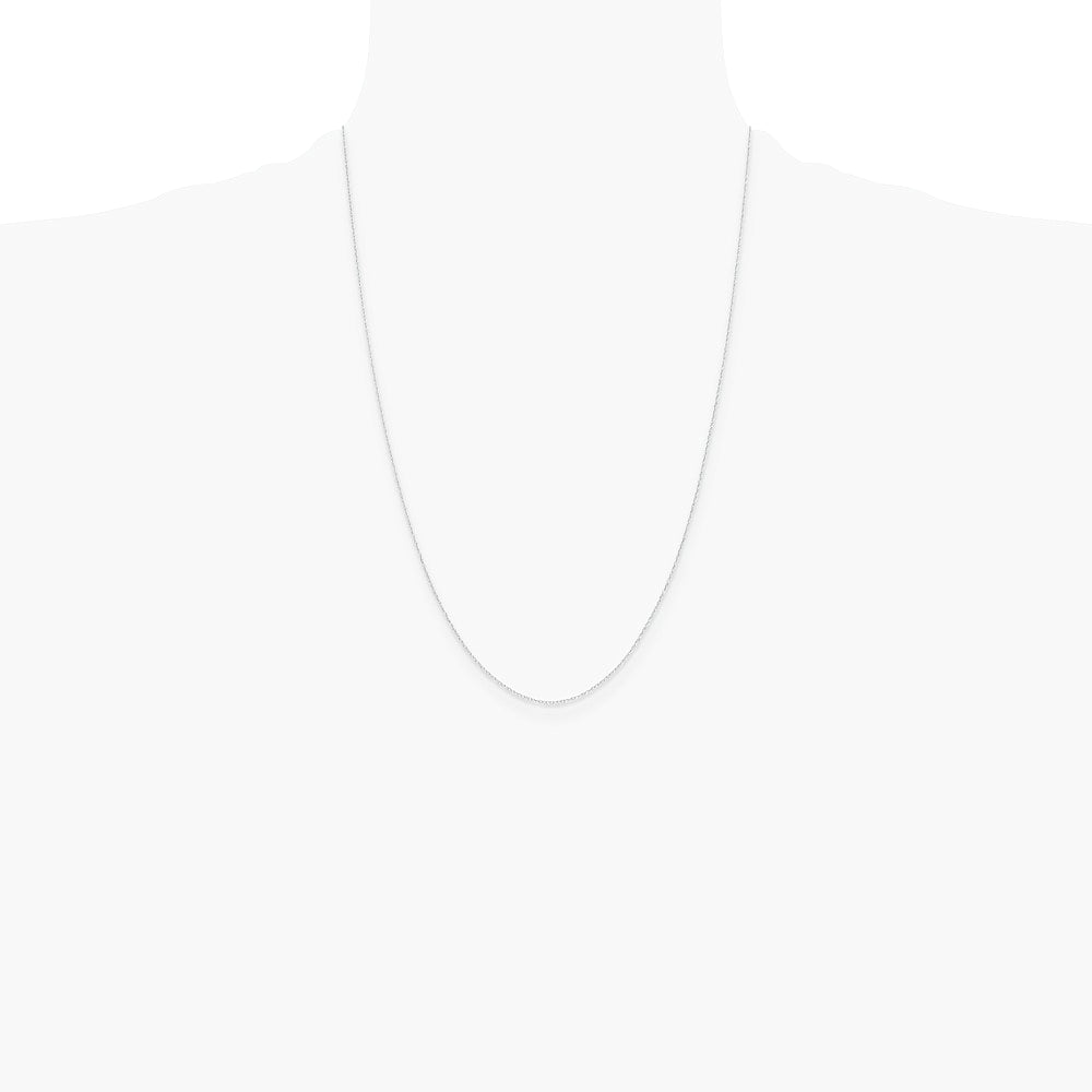14K White Gold .4 mm Carded Cable Rope Chain Necklace 16"-24" - Product Photo