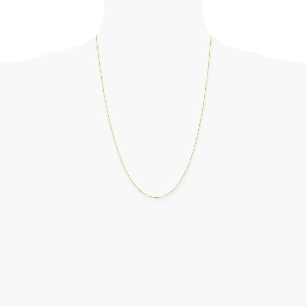 14K Yellow Gold .4 mm Carded Cable Rope Chain Necklace 16"-24" - Product Photo