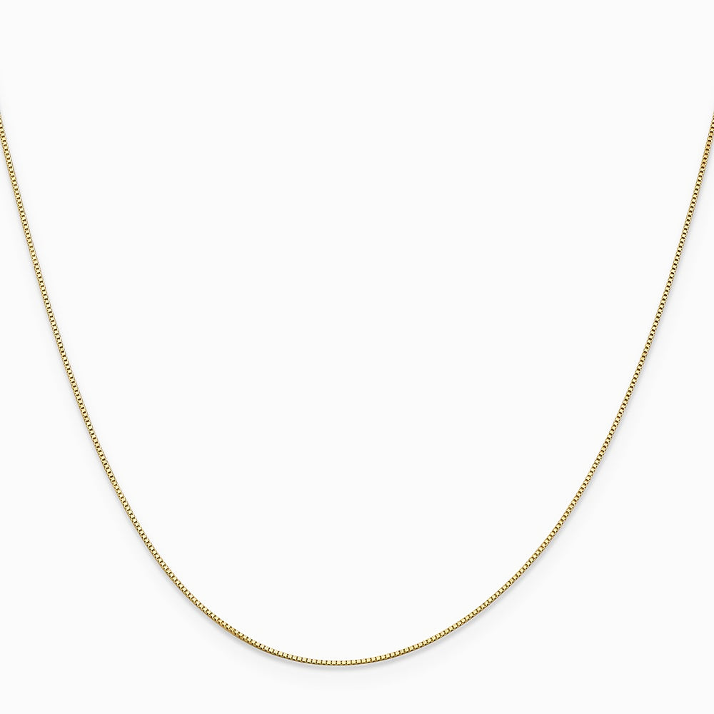 10K Yellow Gold .5mm Baby Box Chain W/ Spring Ring Clasp Necklace 16"-24" - Product Photo