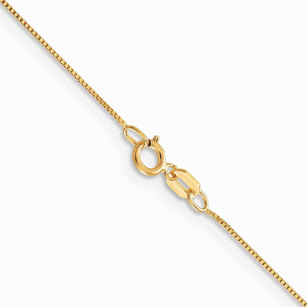 10K Yellow Gold .5mm Baby Box Chain W/ Spring Ring Clasp Necklace 16"-24" - Product Photo