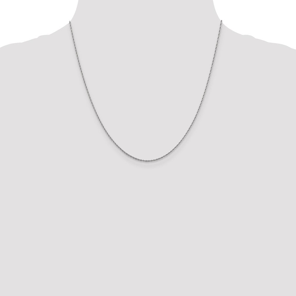 10K White Gold 1.2 mm Loose Rope Chain Necklace 16"-24" - Product Photo