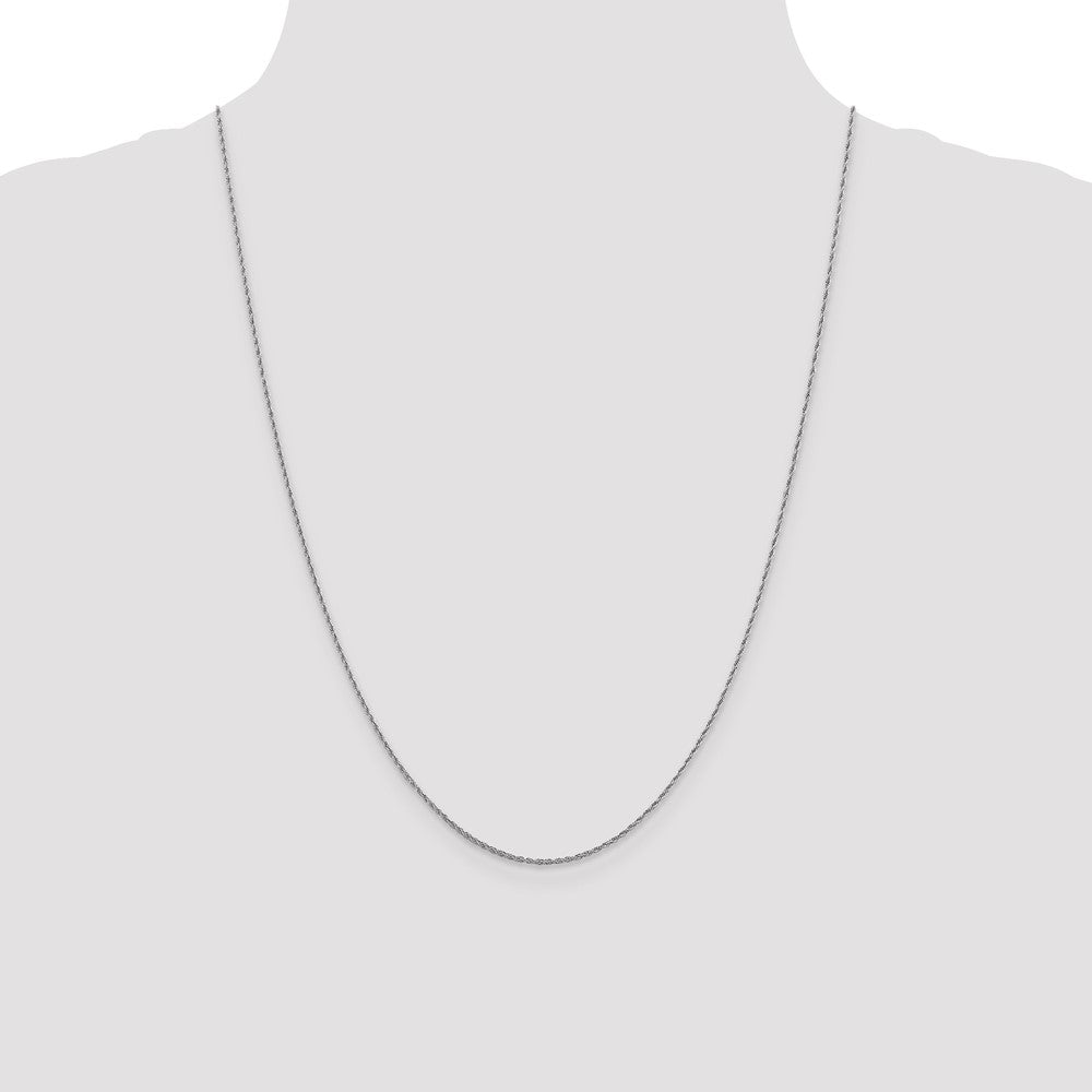 10K White Gold 1.2 mm Loose Rope Chain Necklace 16"-24" - Product Photo