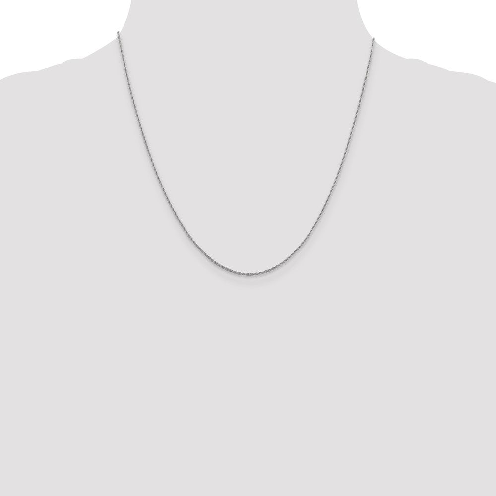 14K White Gold 1.3mm Loose Rope Chain Necklace 16"-20" - Product Photo