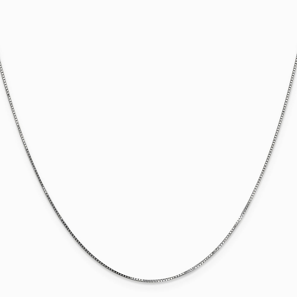 10K White Gold .7mm Box Chain Necklace 16"-24" - Product Photo