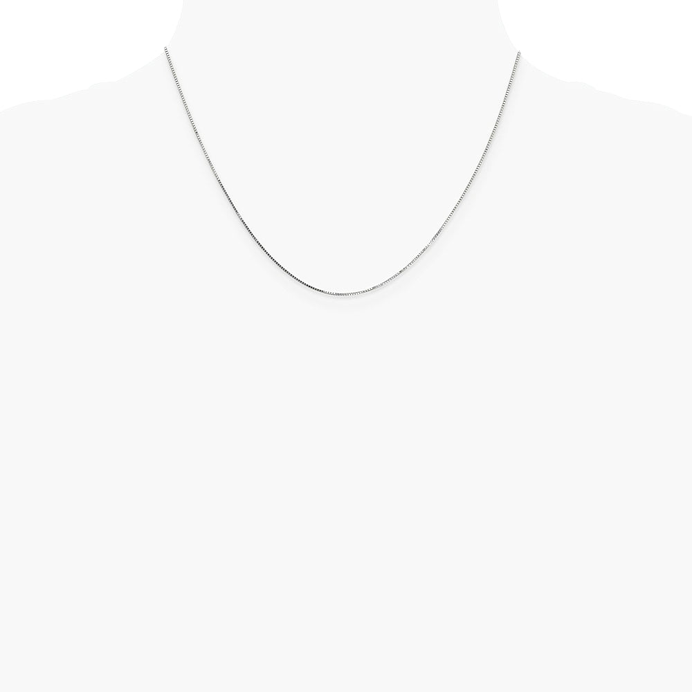 10K White Gold .7mm Box Chain Necklace 16"-24" - Product Photo