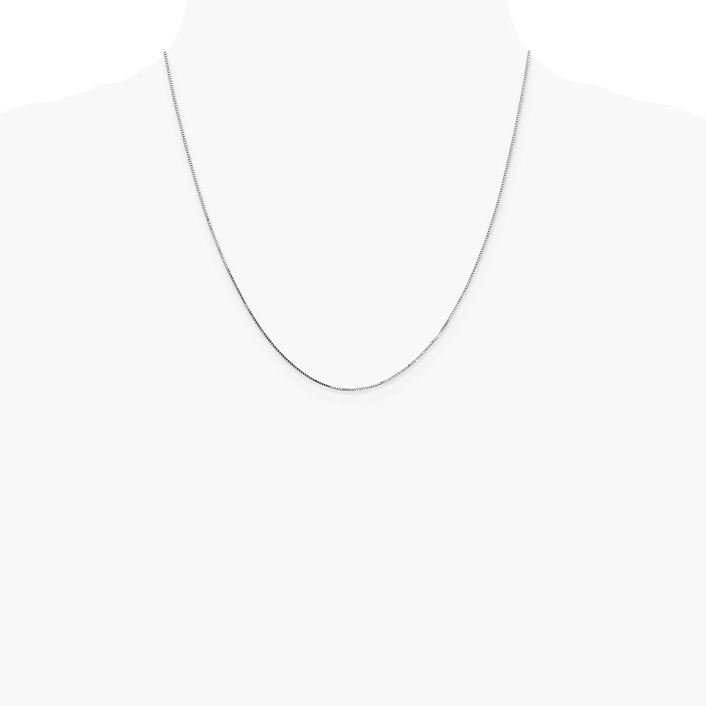 10K White Gold .7mm Box Chain Necklace 16"-24" - Product Photo