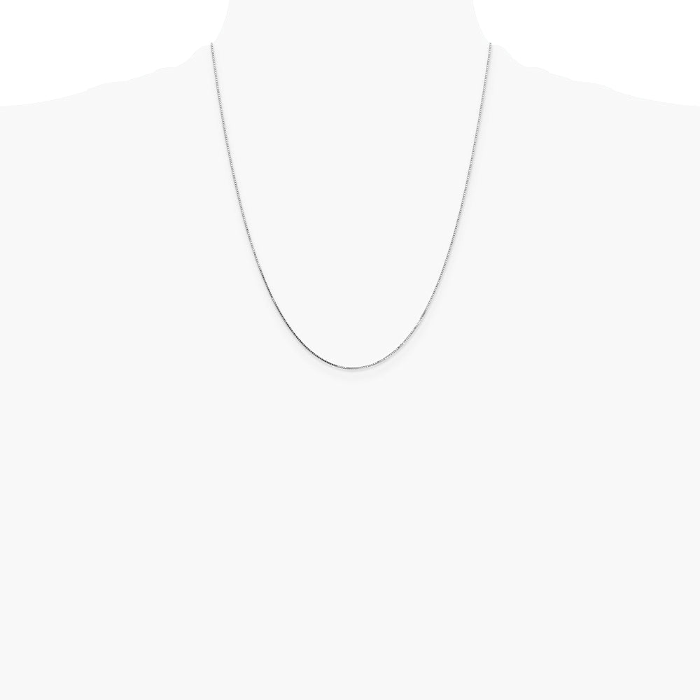 10K White Gold .7mm Box Chain Necklace 16"-24" - Product Photo