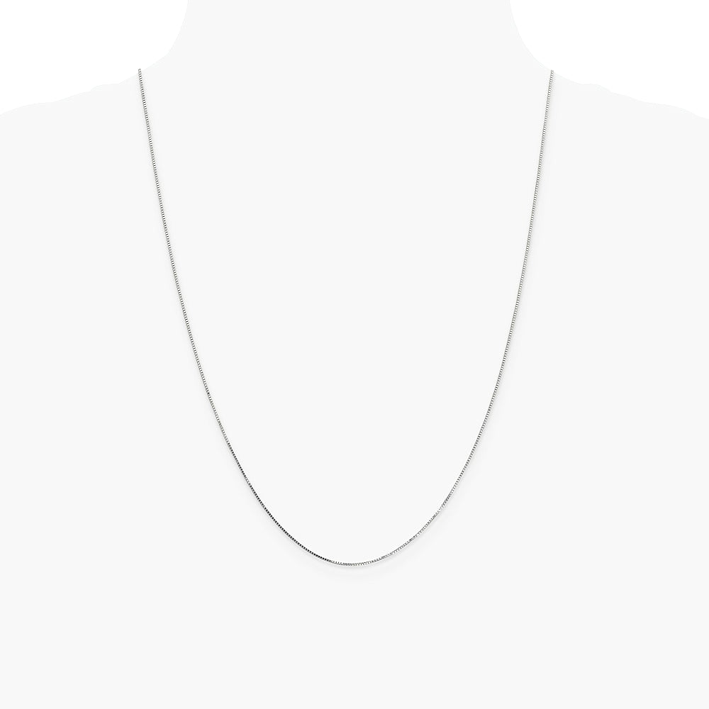 10K White Gold .7mm Box Chain Necklace 16"-24" - Product Photo