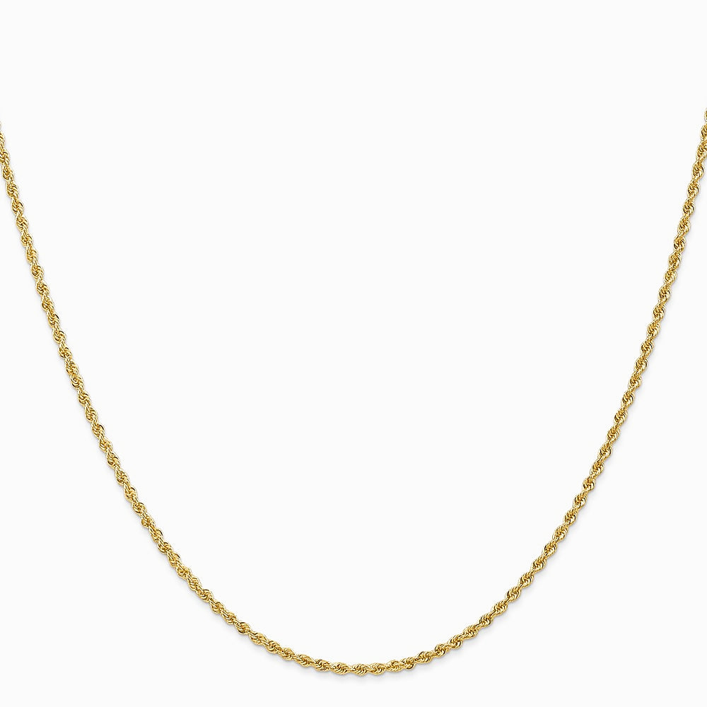 10K Yellow Gold 1.5mm Solid Rope Chain Necklace 16"-24" - Product Photo