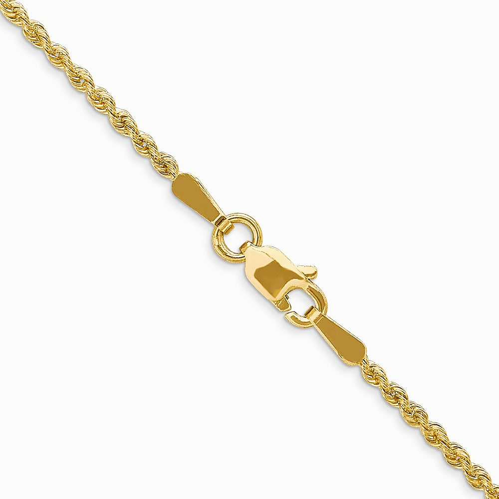 10K Yellow Gold 1.5mm Solid Rope Chain Necklace 16"-24" - Product Photo