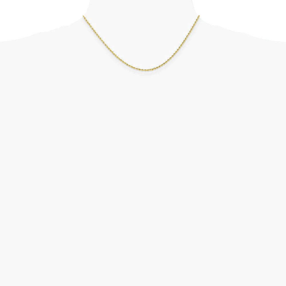 10K Yellow Gold 1.5mm Solid Rope Chain Necklace 16"-24" - Product Photo