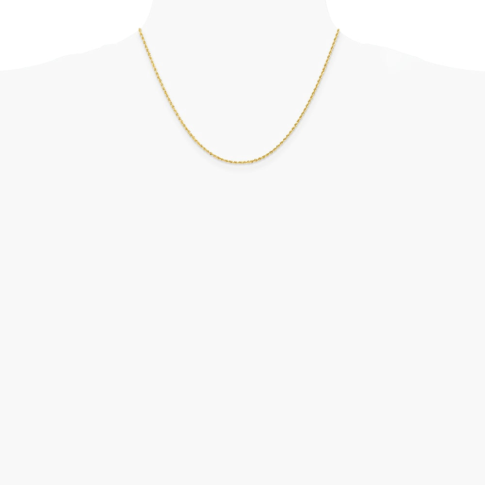 10K Yellow Gold 1.5mm Solid Rope Chain Necklace 16"-24" - Product Photo