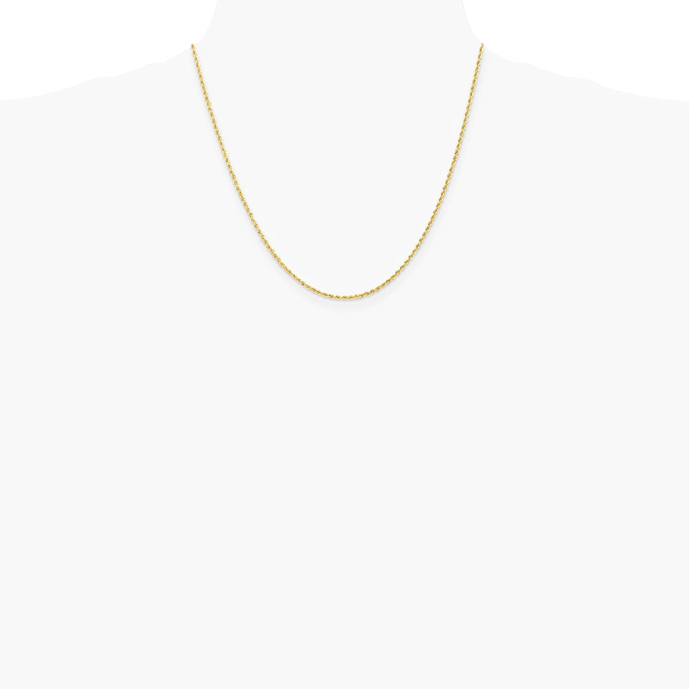 10K Yellow Gold 1.5mm Solid Rope Chain Necklace 16"-24" - Product Photo