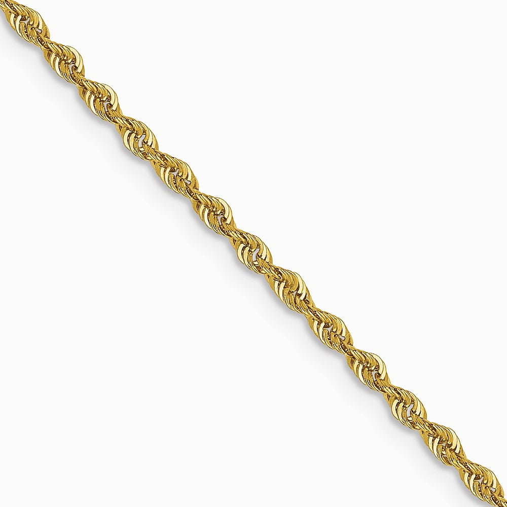 10K Yellow Gold 1.5mm Solid Rope Chain Necklace 16"-24" - Product Photo