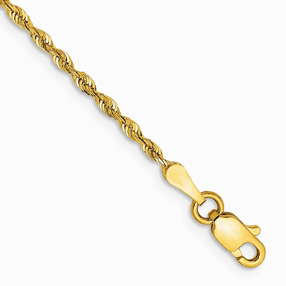 10K Yellow Gold 1.85mm Diamond-Cut Quadruple Rope Chain Bracelet 7"-8" - Product Photo