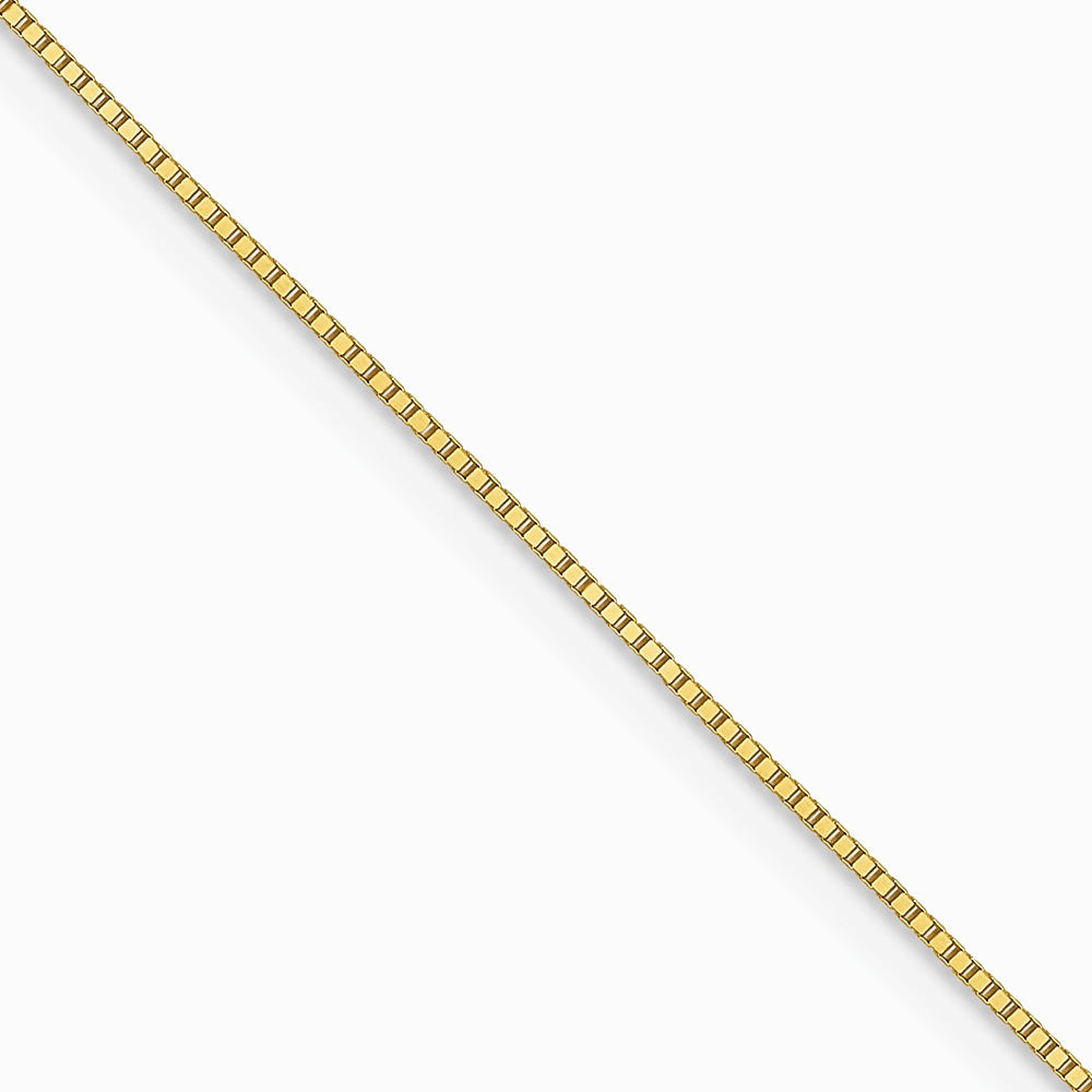 10K Yellow Gold .5mm Baby Box with Lobster Clasp Chain Necklace 16"-24"
