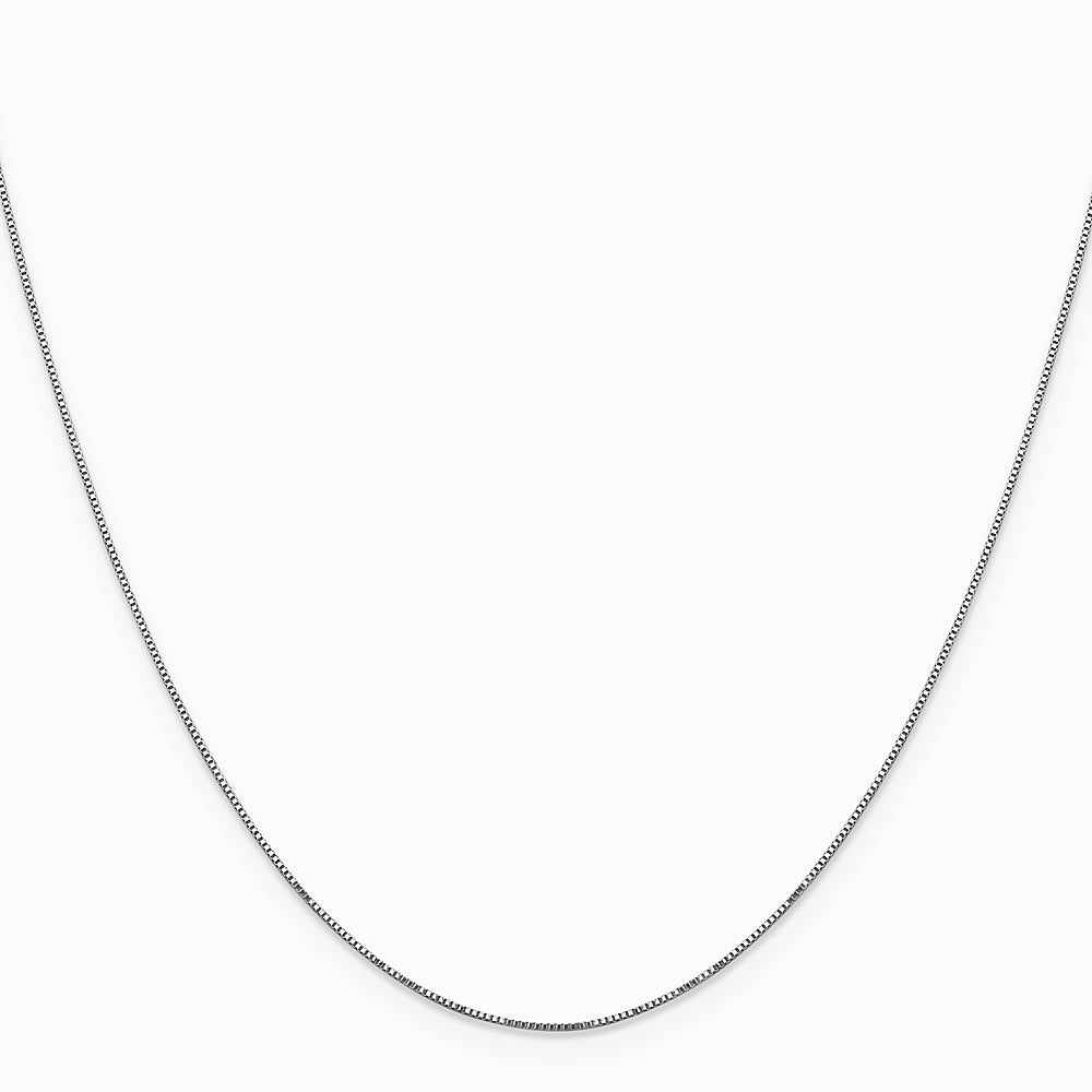 14K White Gold Carded .5mm Box Chain Necklace 16"-24" - Product Photo