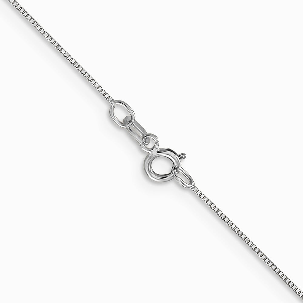 14K White Gold Carded .5mm Box Chain Necklace 16"-24" - Product Photo