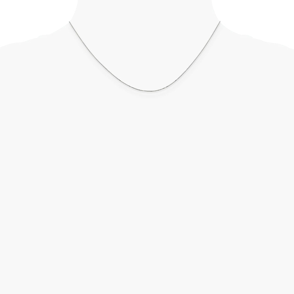 14K White Gold Carded .5mm Box Chain Necklace 16"-24" - Product Photo