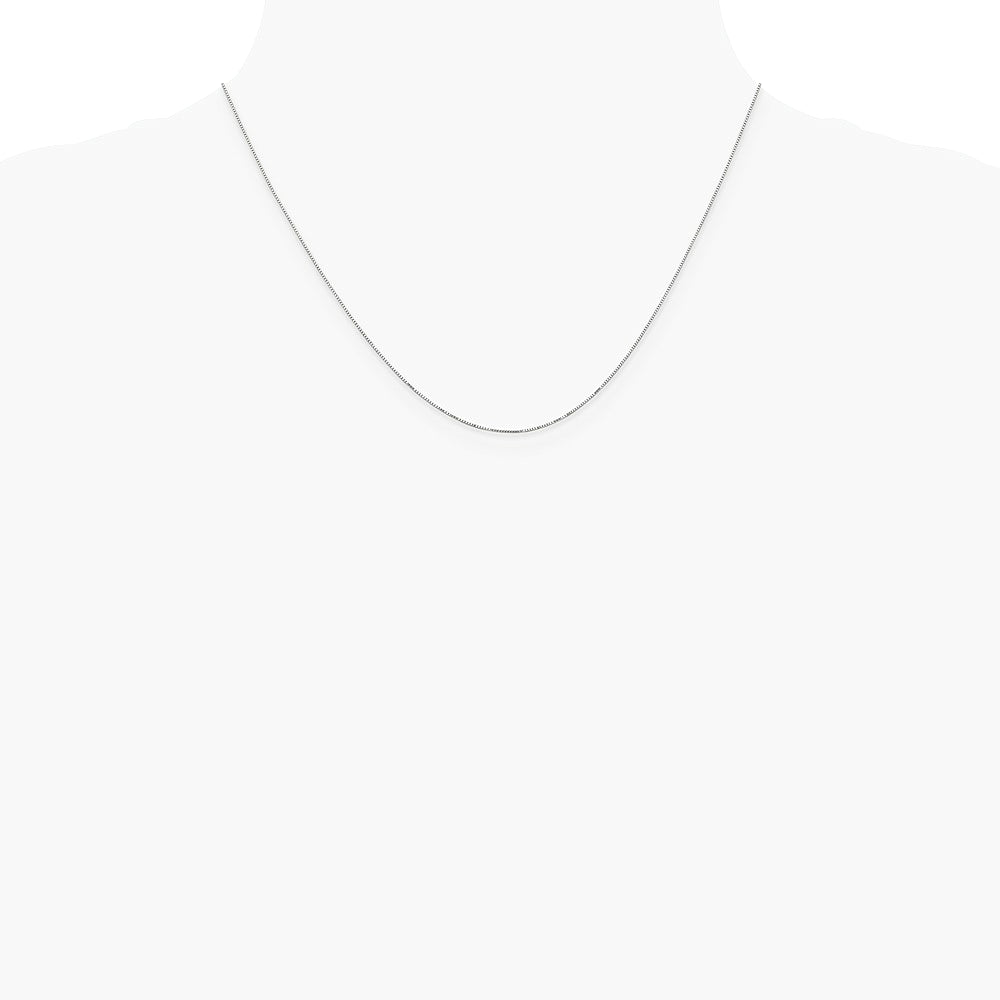 14K White Gold Carded .5mm Box Chain Necklace 16"-24" - Product Photo