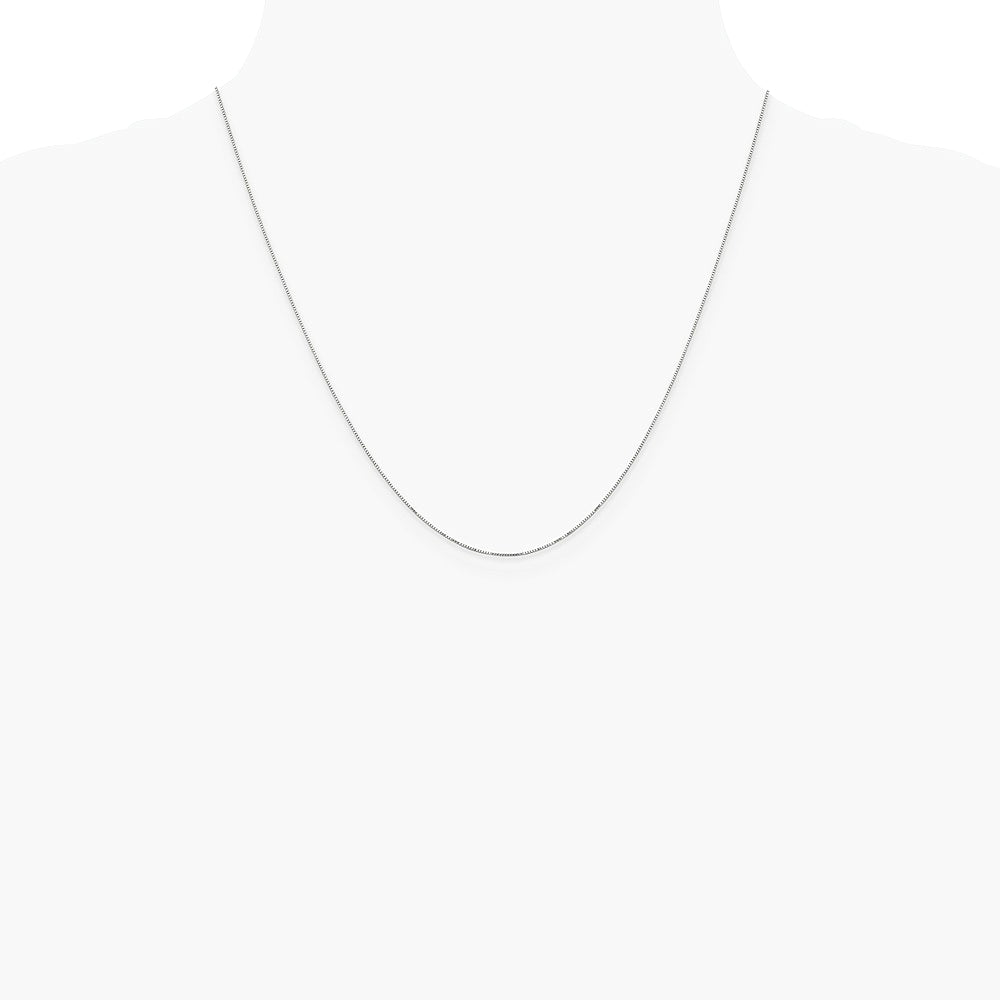 14K White Gold Carded .5mm Box Chain Necklace 16"-24" - Product Photo
