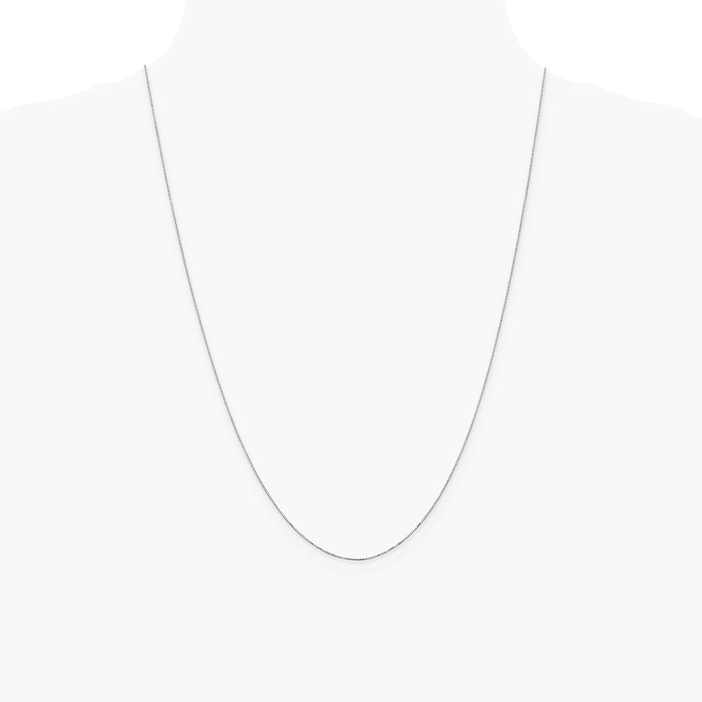 14K White Gold Carded .5mm Box Chain Necklace 16"-24" - Product Photo