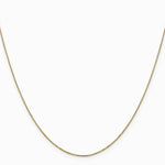 14K Yellow Gold .5mm Carded Box Chain Necklace 16"-24" - Product Photo