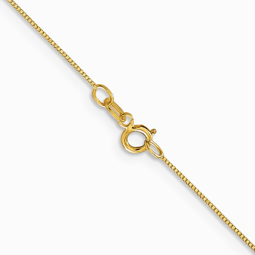 14K Yellow Gold .5mm Carded Box Chain Necklace 16"-24" - Product Photo