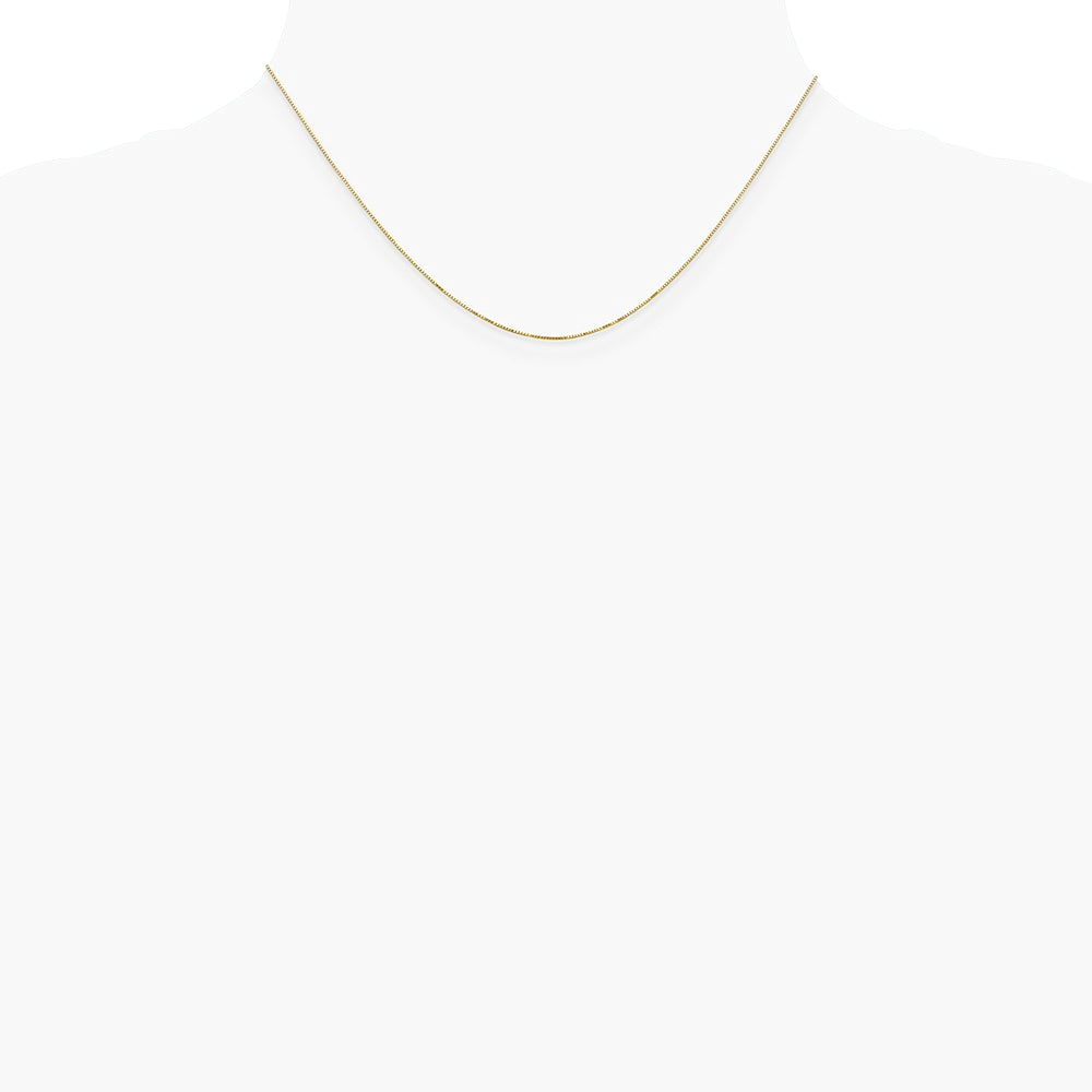 14K Yellow Gold .5mm Carded Box Chain Necklace 16"-24" - Product Photo