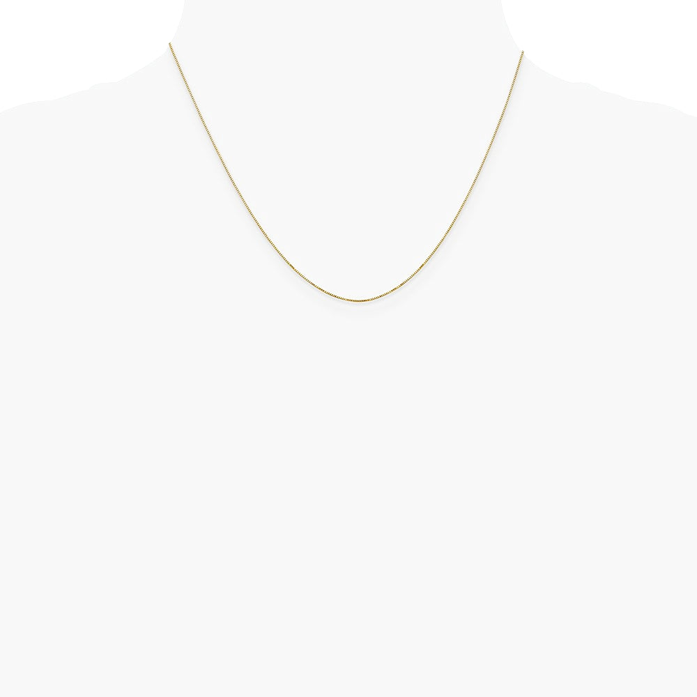 14K Yellow Gold .5mm Carded Box Chain Necklace 16"-24" - Product Photo
