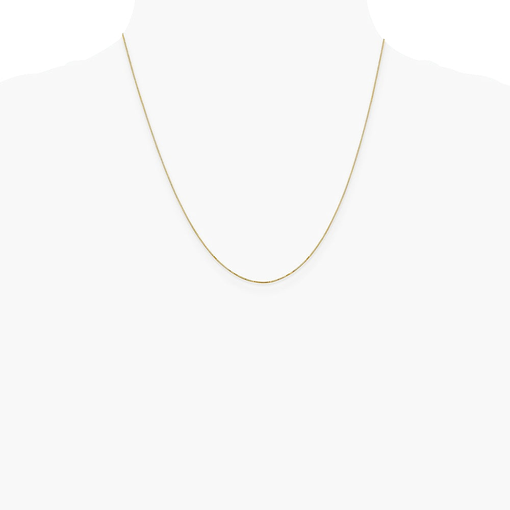14K Yellow Gold .5mm Carded Box Chain Necklace 16"-24" - Product Photo