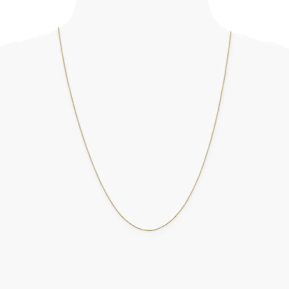 14K Yellow Gold .5mm Carded Box Chain Necklace 16"-24" - Product Photo