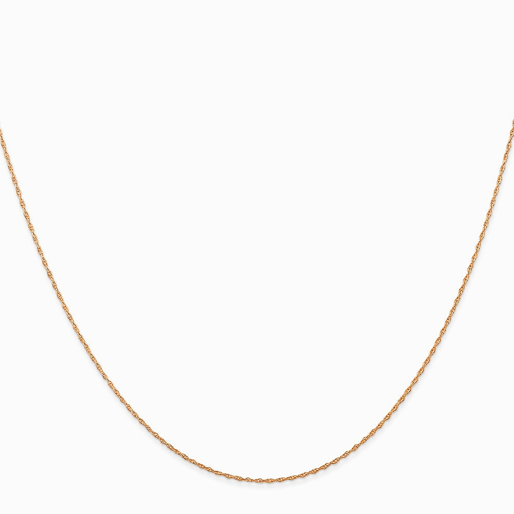 14K Rose Gold .5 mm Carded Cable Rope Chain Necklace 16"-24" - Product Photo