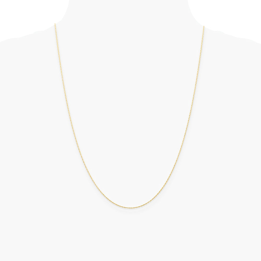 14K Rose Gold .5 mm Carded Cable Rope Chain Necklace 16"-24" - Product Photo