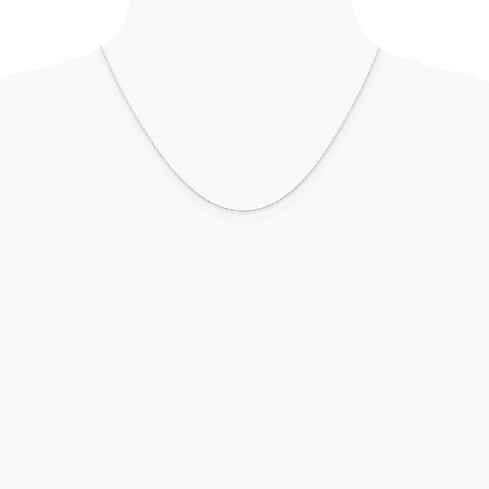 14K White Gold .5 mm Carded Cable Rope Chain Necklace 16"-24" - Product Photo