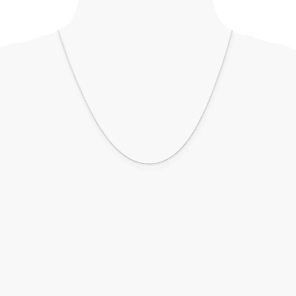 14K White Gold .5 mm Carded Cable Rope Chain Necklace 16"-24" - Product Photo
