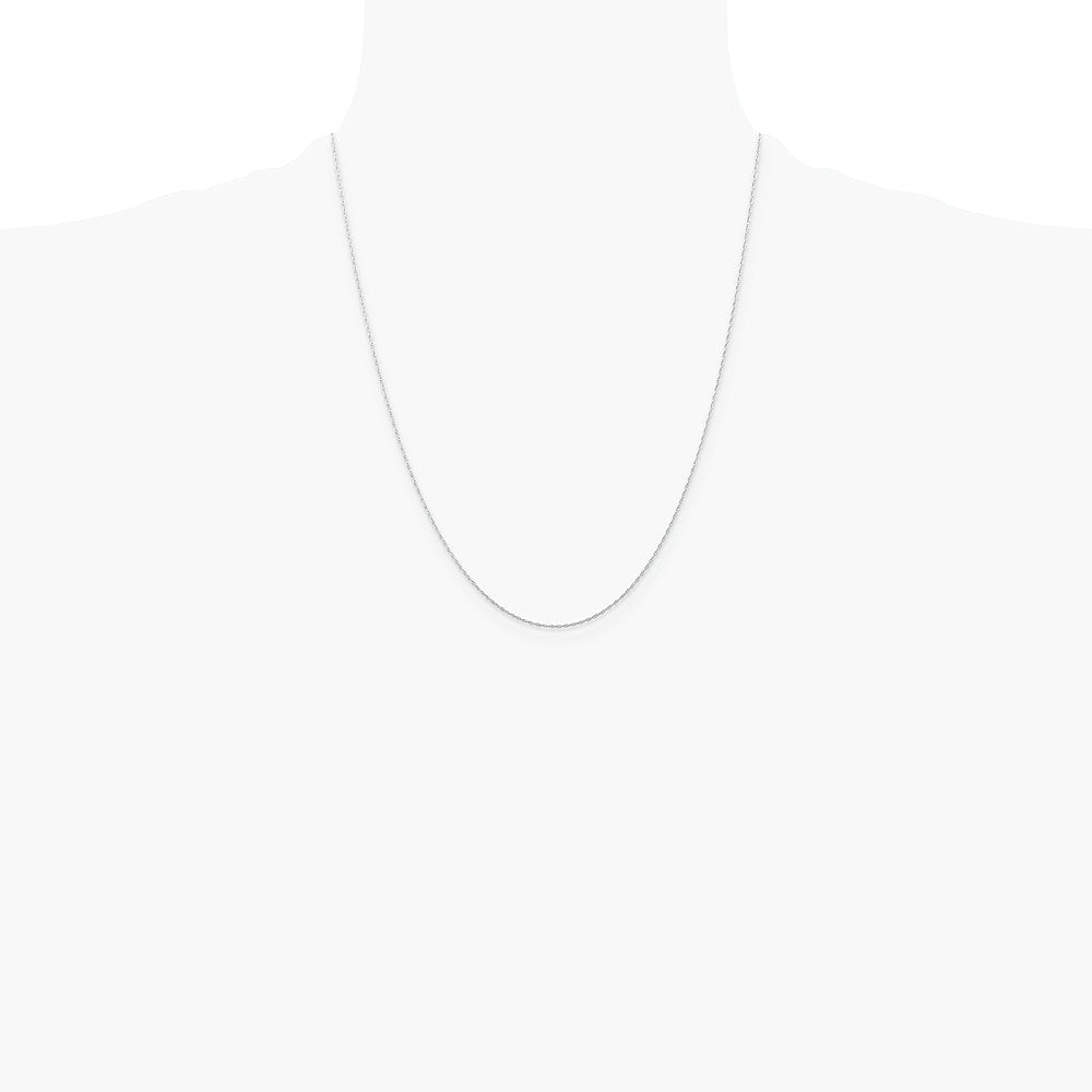 14K White Gold .5 mm Carded Cable Rope Chain Necklace 16"-24" - Product Photo