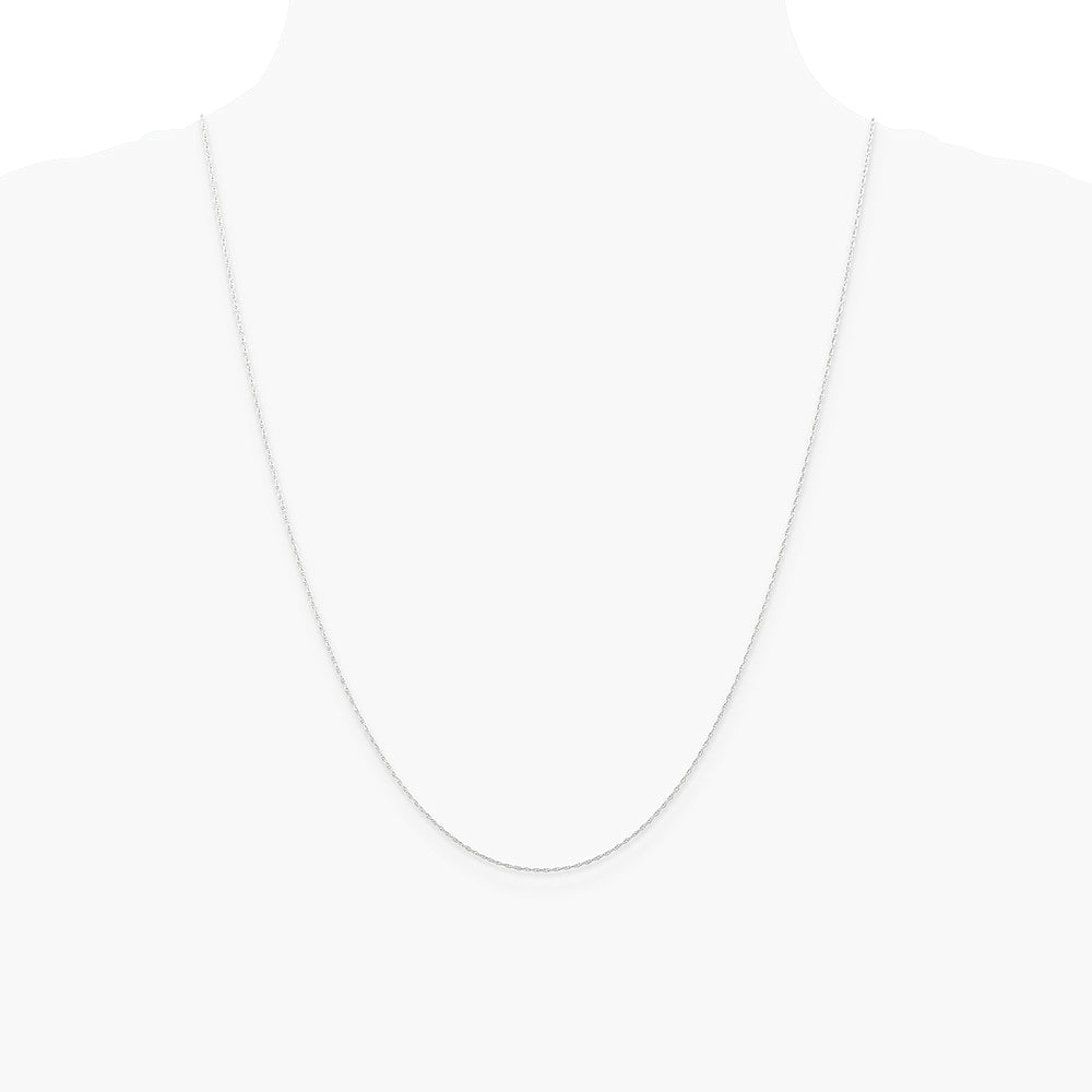 14K White Gold .5 mm Carded Cable Rope Chain Necklace 16"-24" - Product Photo