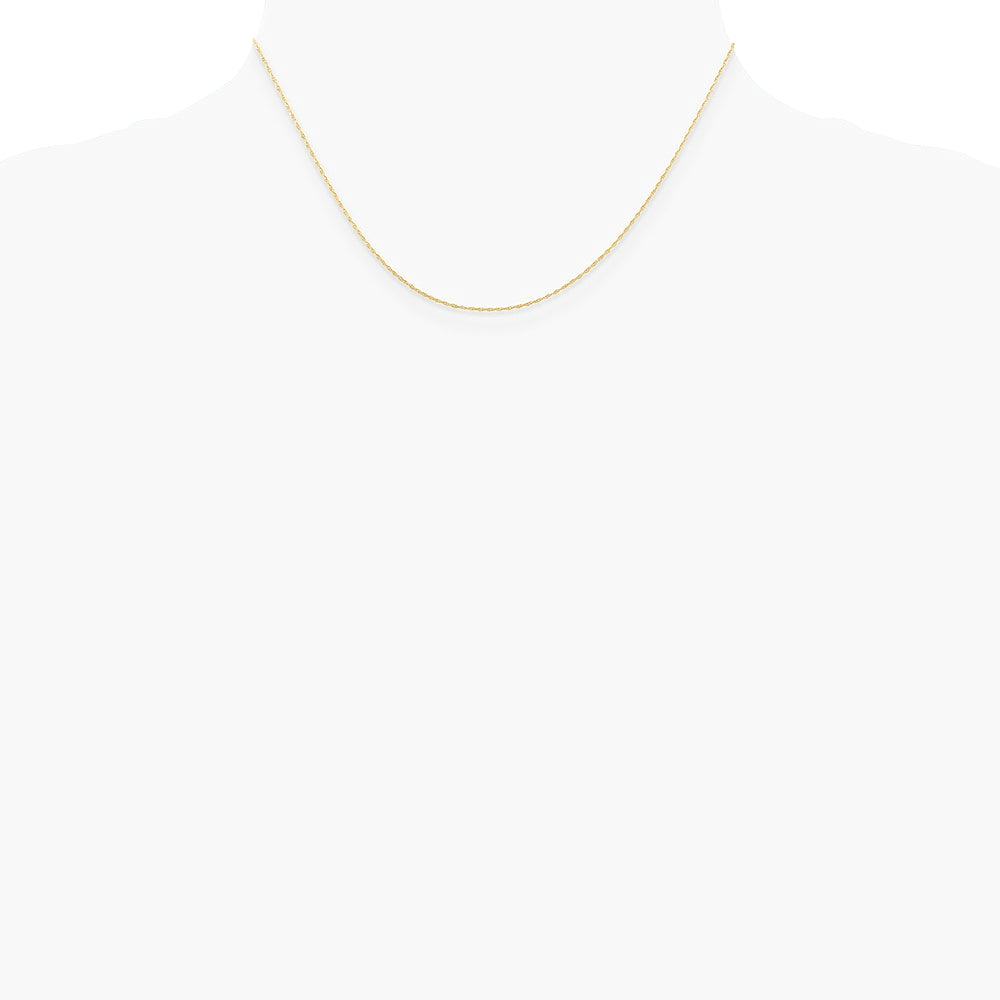 14K Yellow Gold .5 mm Carded Cable Rope Chain Necklace 16"-24" - Product Photo