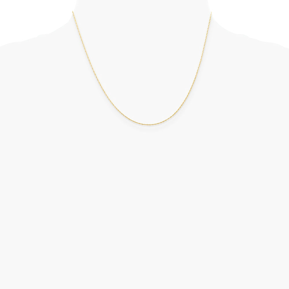 14K Yellow Gold .5 mm Carded Cable Rope Chain Necklace 16"-24" - Product Photo
