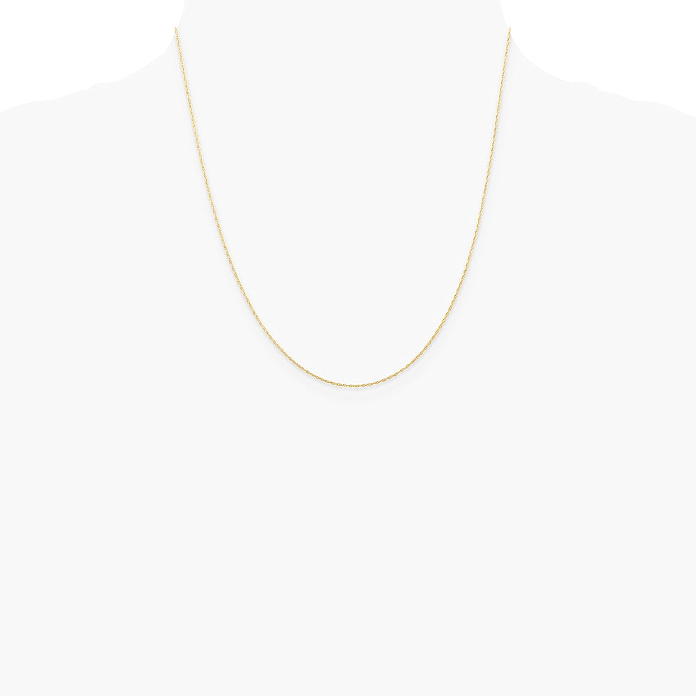 14K Yellow Gold .5 mm Carded Cable Rope Chain Necklace 16"-24" - Product Photo