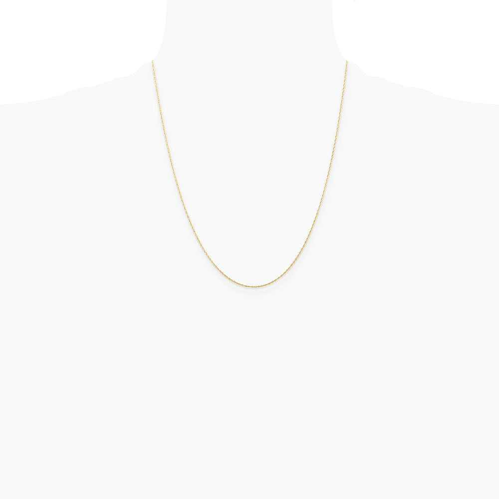 14K Yellow Gold .5 mm Carded Cable Rope Chain Necklace 16"-24" - Product Photo