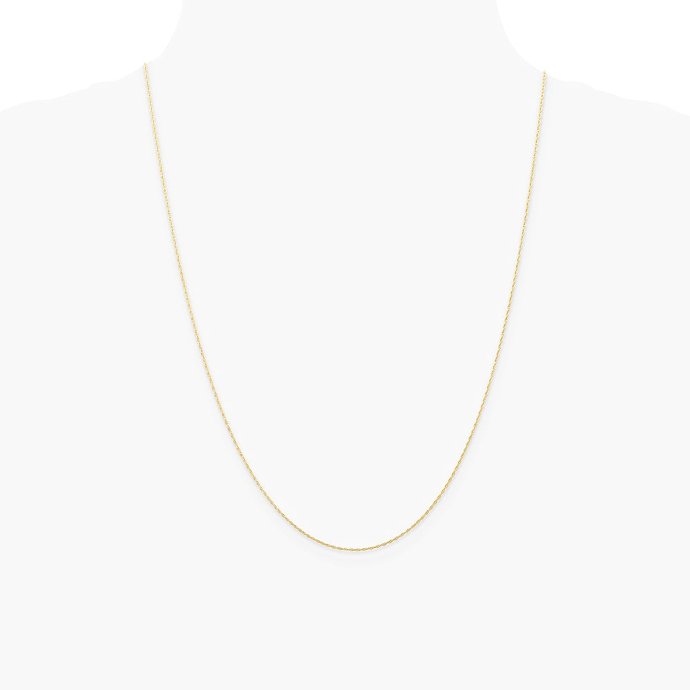 14K Yellow Gold .5 mm Carded Cable Rope Chain Necklace 16"-24" - Product Photo