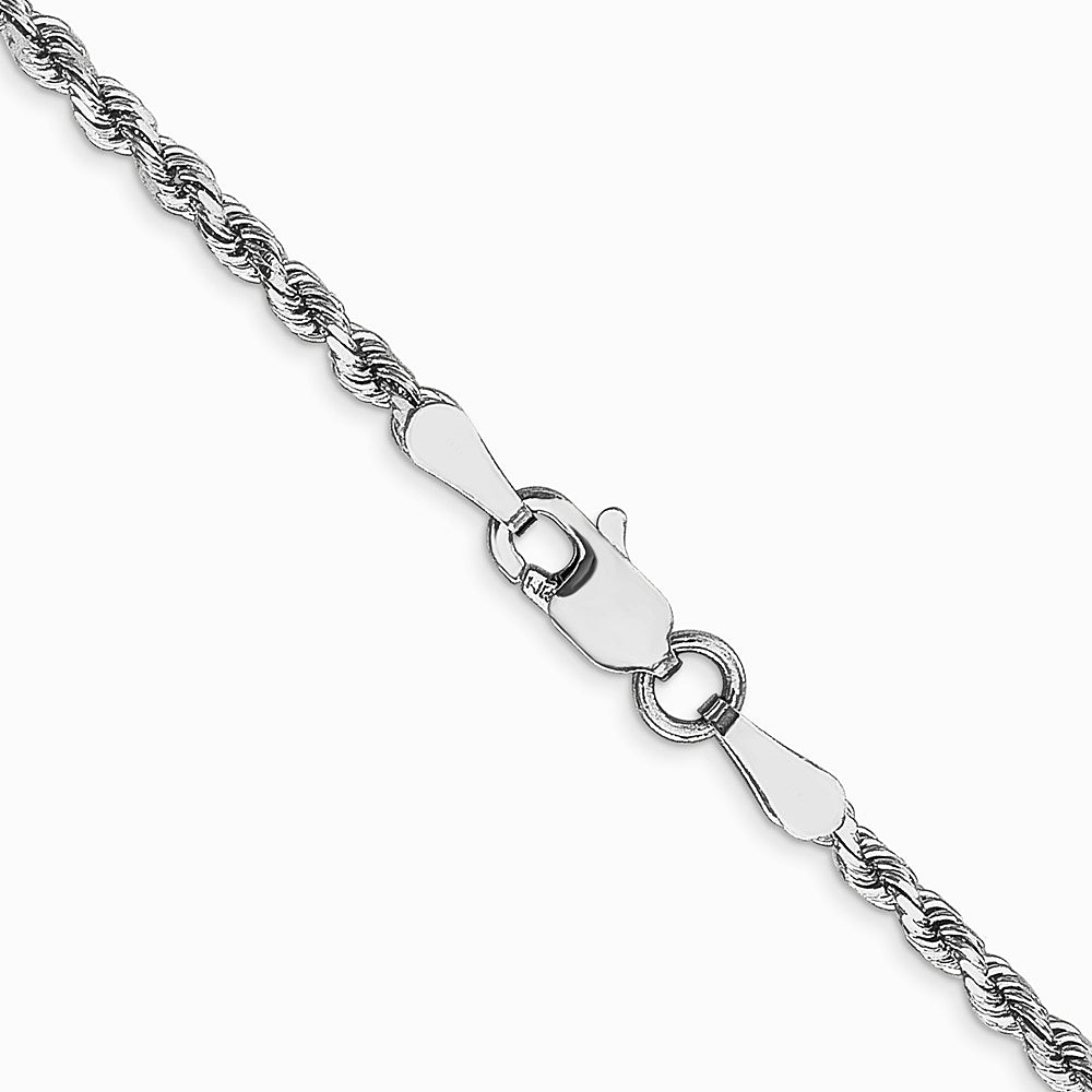 14K White Gold 2.0 mm Diamond-cut Rope Chain Necklace 16"-24" - Product Photo